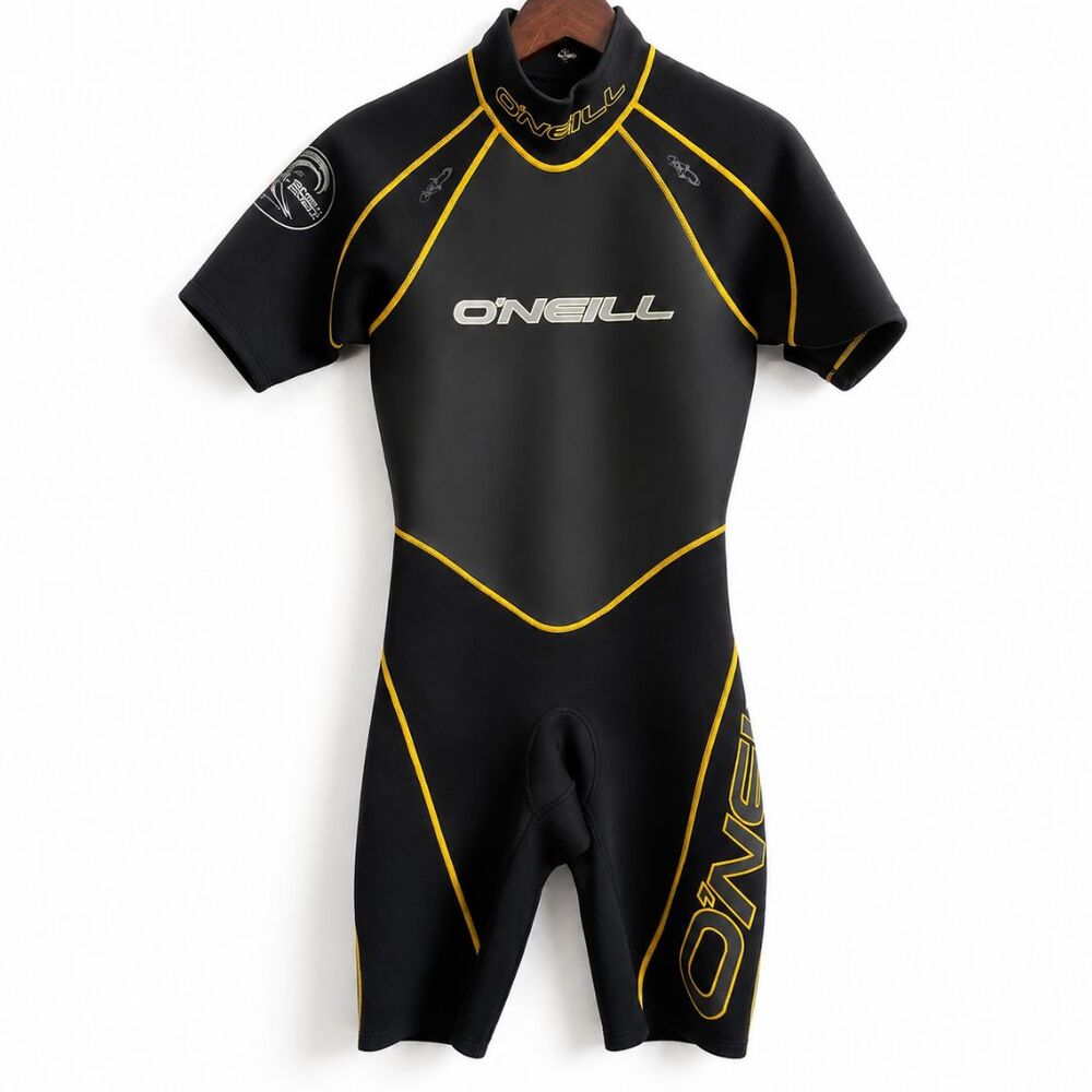 O'Neill Reactor II 2mm Springsuit Mens M Back Zip Wetsuit + Rash Guard Yellow - Picture 2 of 16